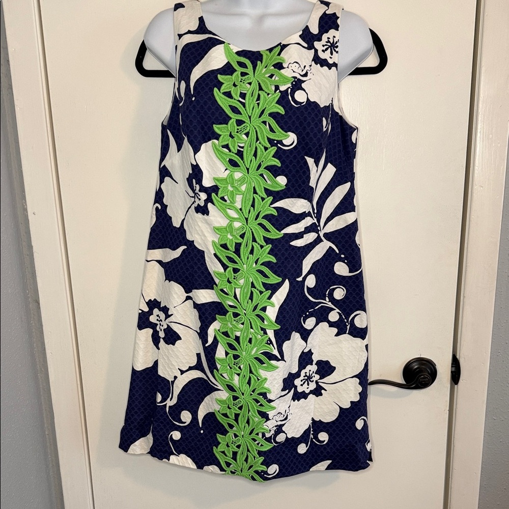 Lilly Pulitzer Floral Navy and Green Delia Dress